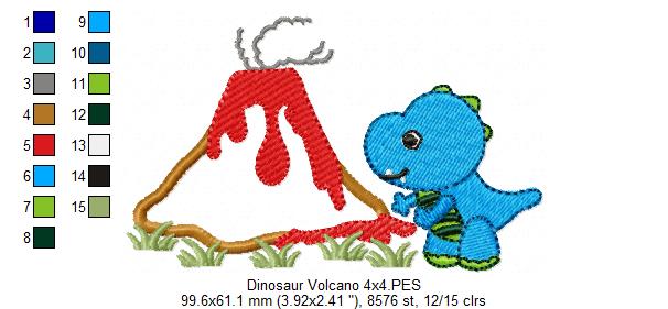 Dinosaur and Volcano - Applique