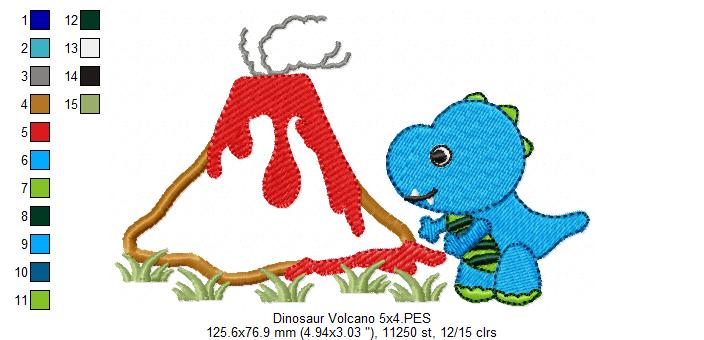 Dinosaur and Volcano - Applique