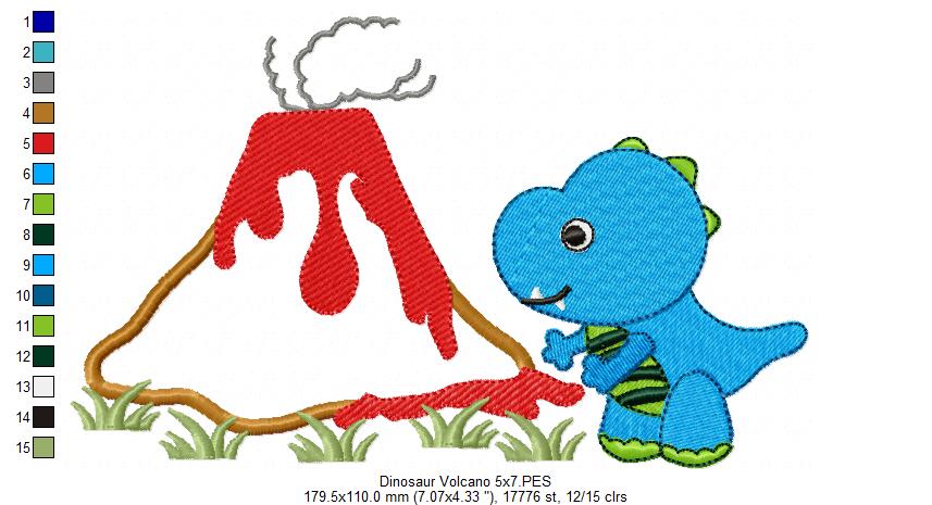 Dinosaur and Volcano - Applique