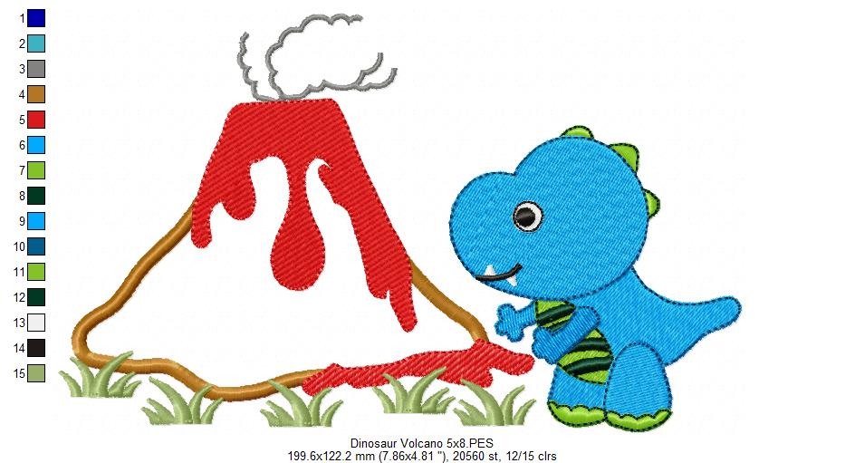 Dinosaur and Volcano - Applique