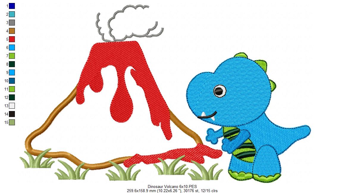 Dinosaur and Volcano - Applique