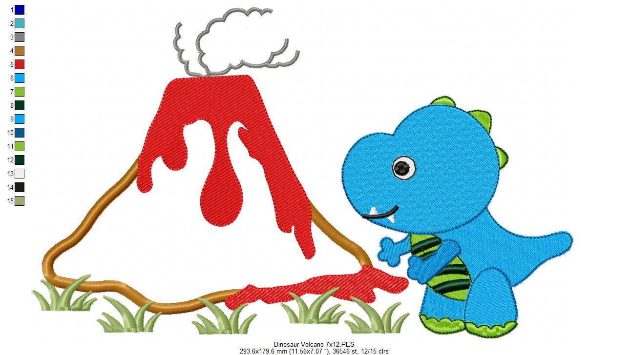 Dinosaur and Volcano - Applique
