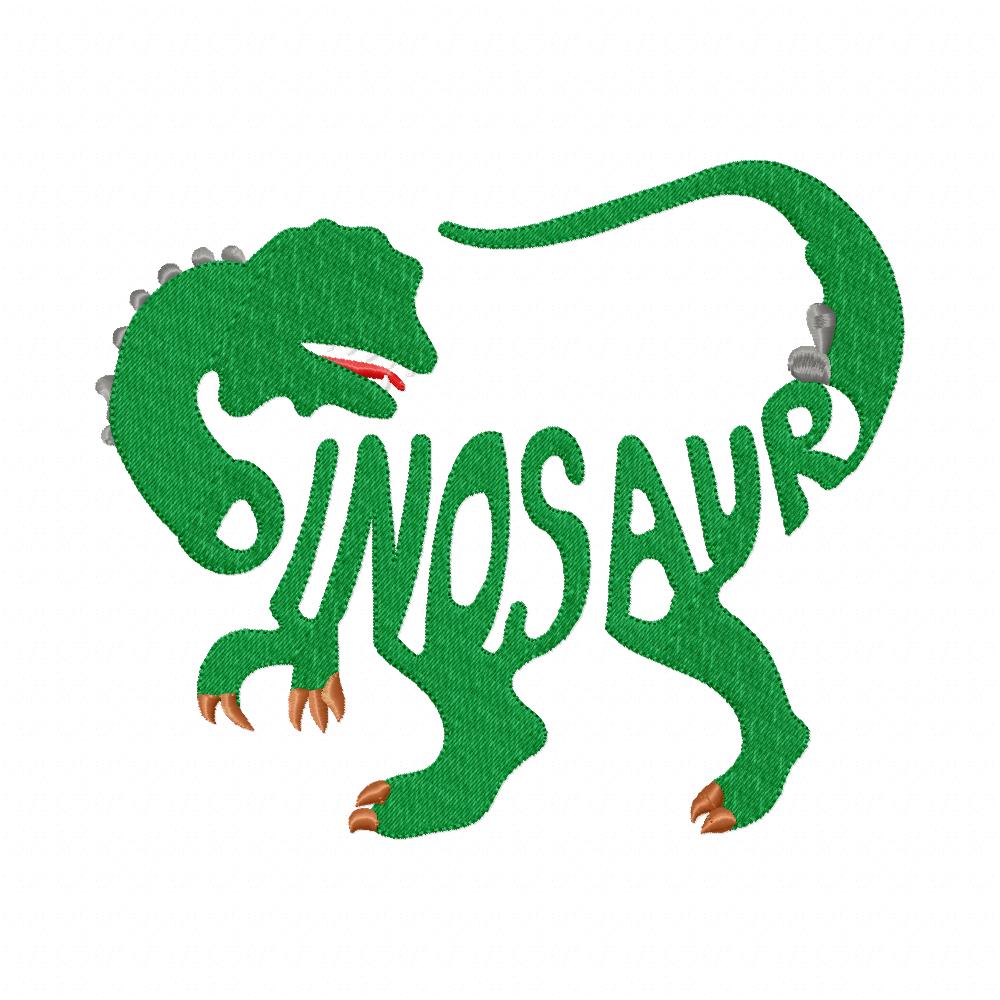 Dinosaur Wordart - Fill Stitch - Machine Embroidery Design