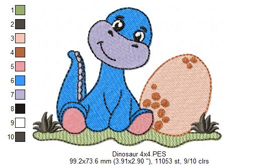 Baby Dino and Egg 🦕 – Fill Stitch - Machine Embroidery Design