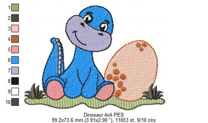 Baby Dino and Egg 🦕 – Fill Stitch - Machine Embroidery Design