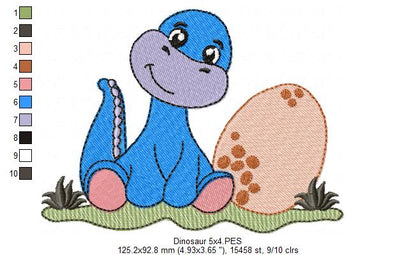 Baby Dino and Egg 🦕 – Fill Stitch - Machine Embroidery Design