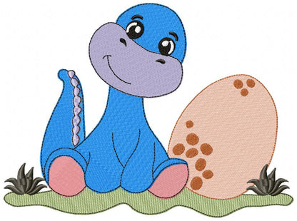 Baby Dino and Egg 🦕 – Fill Stitch - Machine Embroidery Design