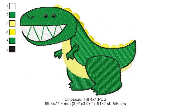 Dinosaur - Fill Stitch - Machine Embroidery Design