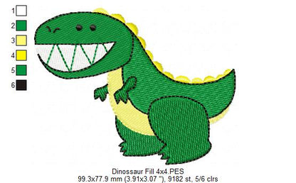 Dinosaur - Fill Stitch - Machine Embroidery Design