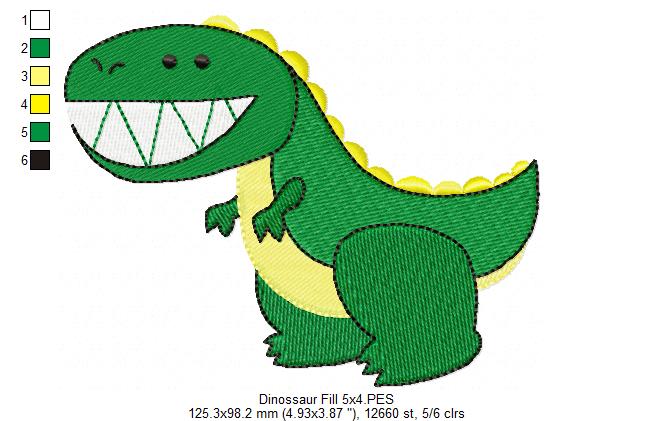 Dinosaur - Fill Stitch - Machine Embroidery Design