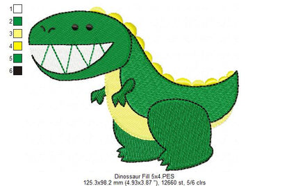 Dinosaur - Fill Stitch - Machine Embroidery Design