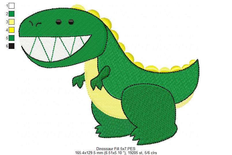 Dinosaur - Fill Stitch - Machine Embroidery Design