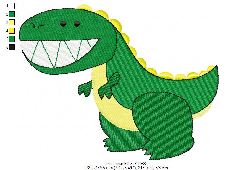Dinosaur - Fill Stitch - Machine Embroidery Design