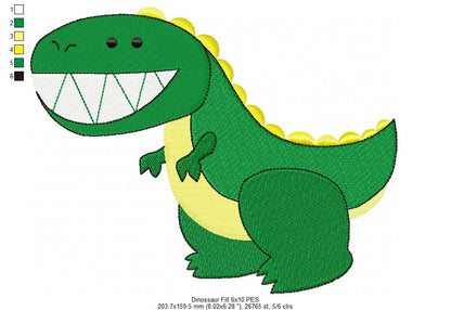 Dinosaur - Fill Stitch - Machine Embroidery Design
