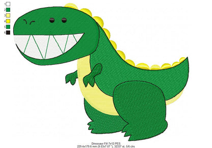 Dinosaur - Fill Stitch - Machine Embroidery Design