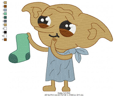 Dobby with Socks - Fill Stitch - Machine Embroidery Design