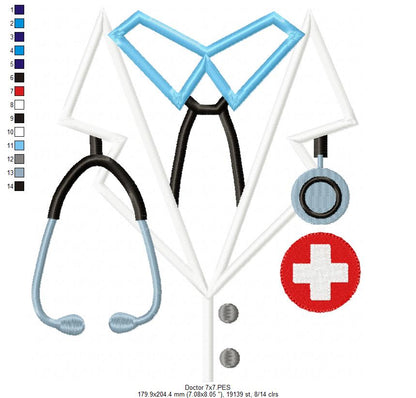 Doctor with Stethoscope - Applique - Machine Embroidery Design