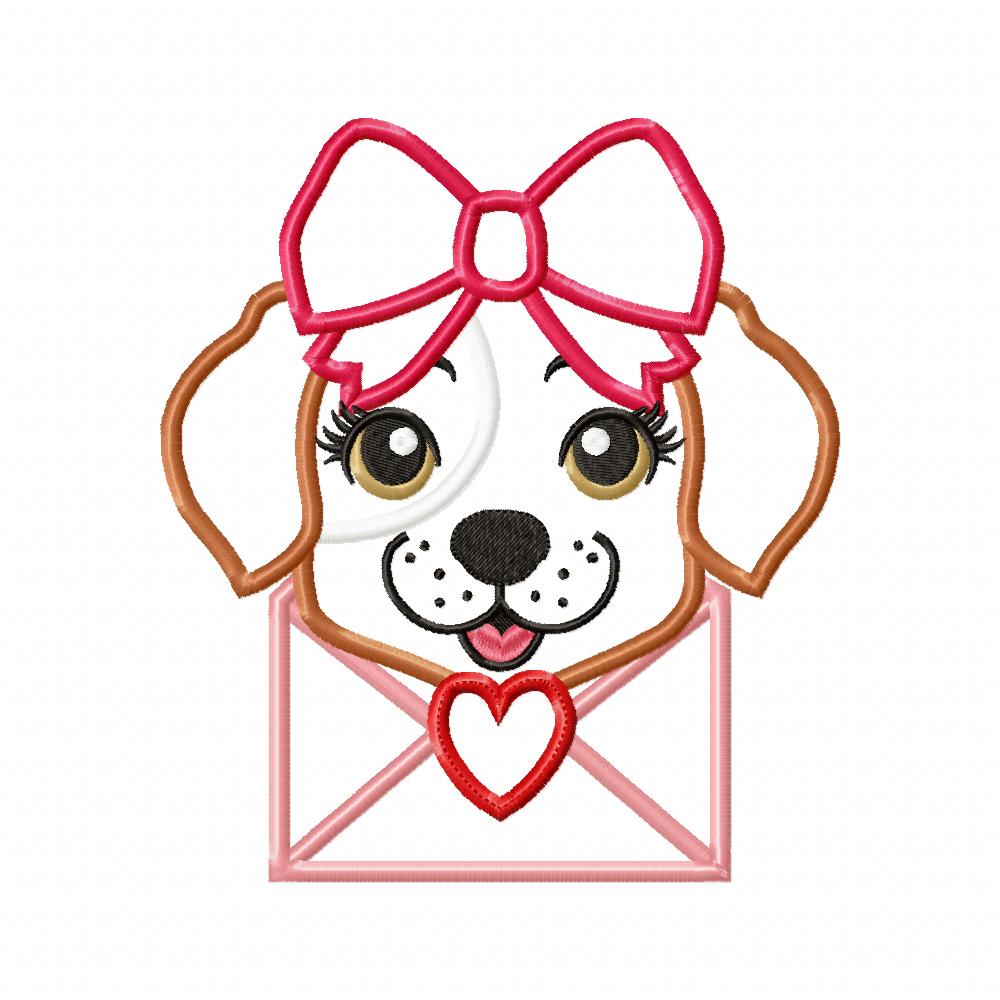 Puppy Girl Love Letter - Applique - Machine Embroidery Design