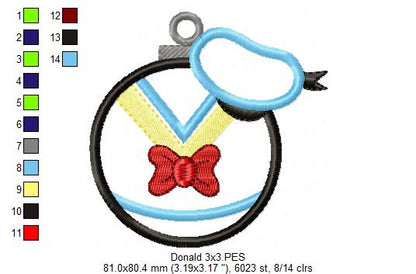 Mouse, Dog and Duck Christmas Ornaments - Set of 4 Designs - Applique Embroidery