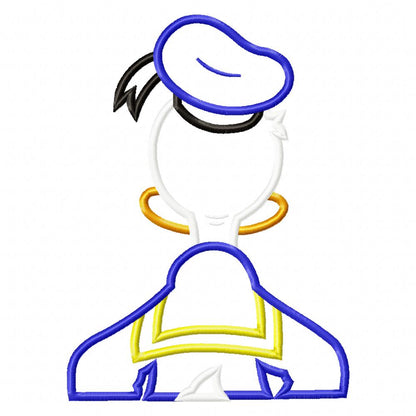 Donald Duck Back - Applique - Machine Embroidery Design