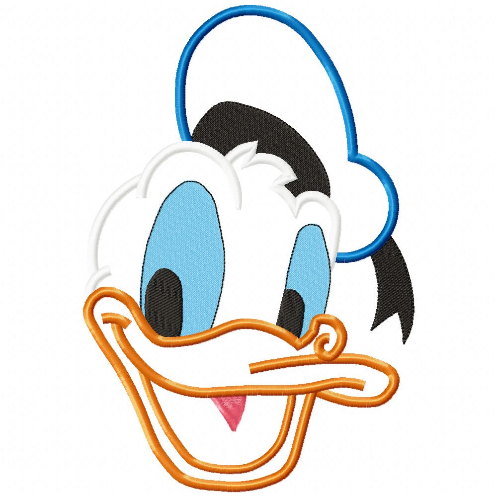 Donald Duck Face - Applique - Machine Embroidery Design