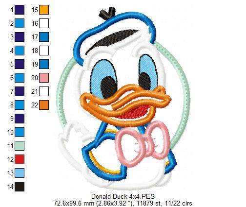 Donald Duck - Applique - Machine Embroidery Design