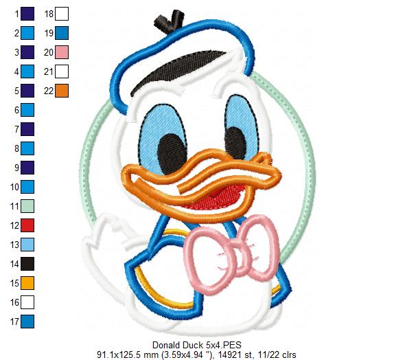 Donald Duck - Applique - Machine Embroidery Design