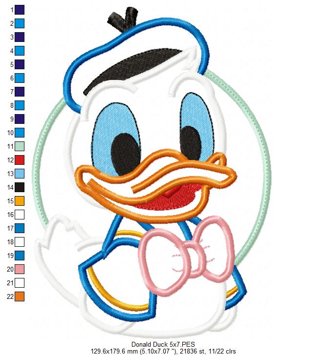 Donald Duck - Applique - Machine Embroidery Design