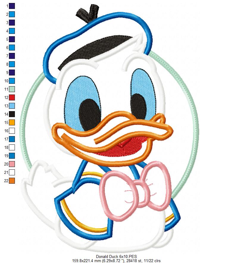 Donald Duck - Applique - Machine Embroidery Design