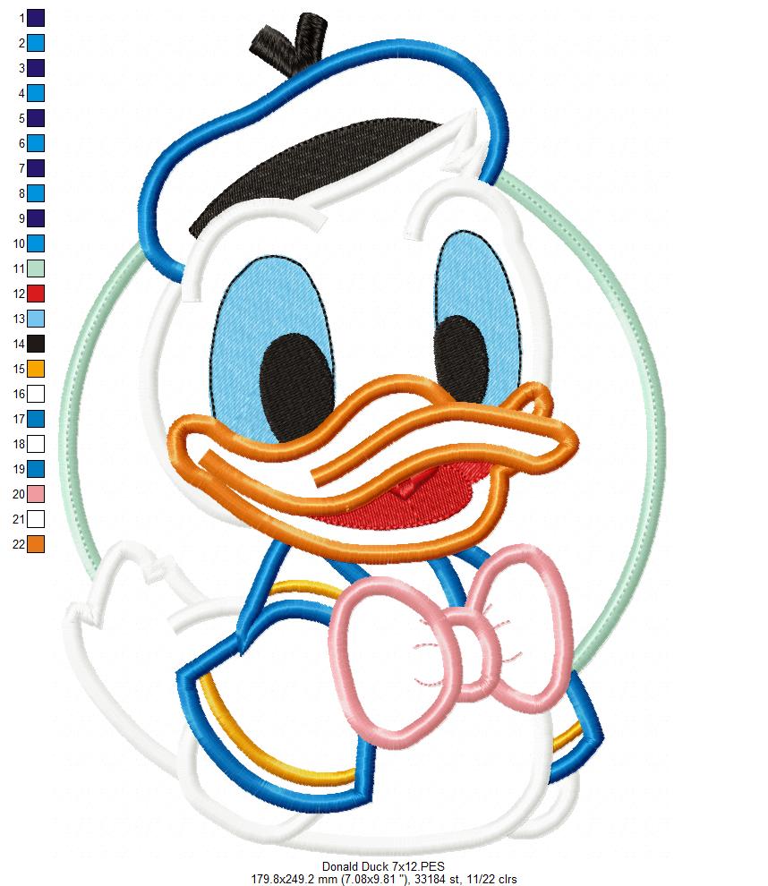 Donald Duck - Applique - Machine Embroidery Design