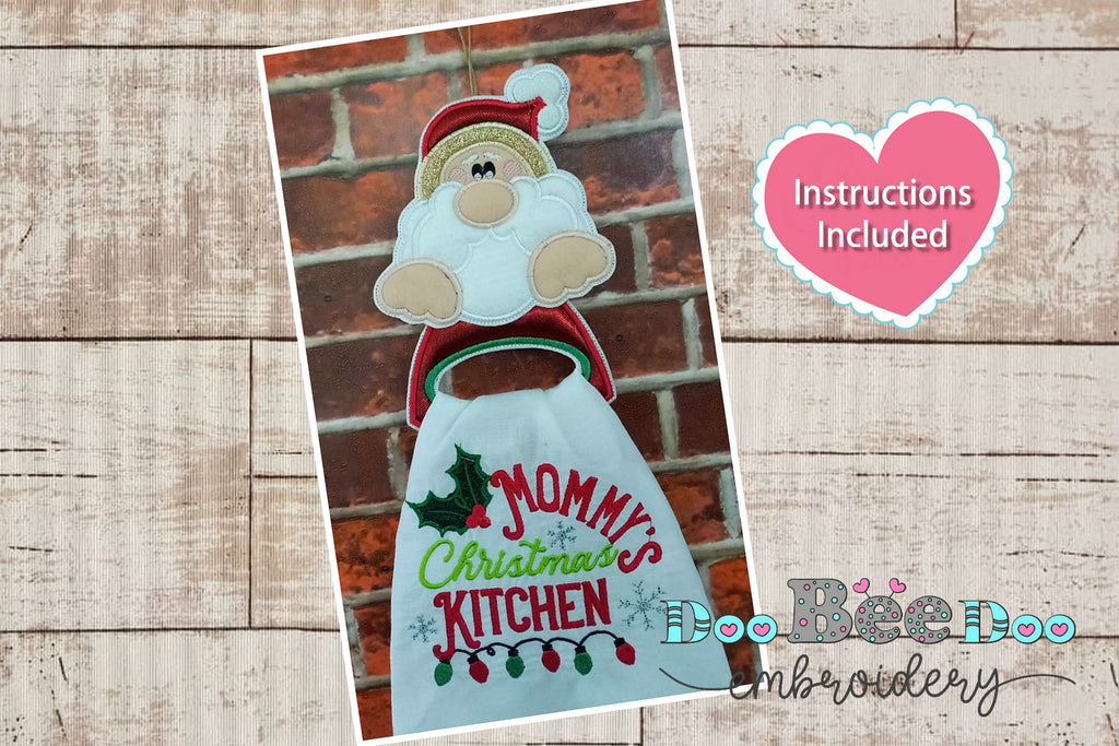Santa's Christmas Dish Towel Holder - ITH Project - Machine Embroidery Design