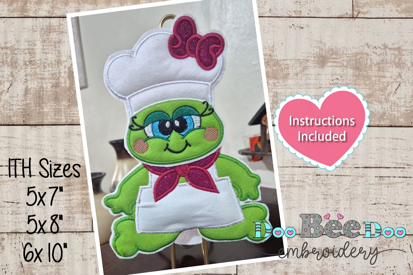Frog Chef Napkin Holder- ITH Project - Machine Embroidery Design