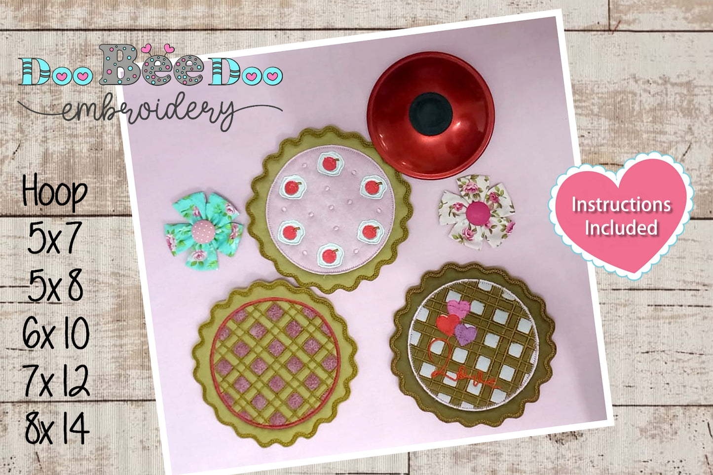 Hot Pot Coaster Set - ITH Project - Machine Embroidery Design