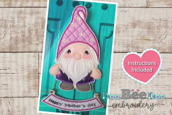 Gnome Mothers Day Ornamen - ITH Project - Machine Embroidery Design