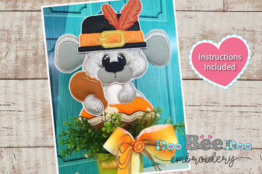 Mouse with Drumstick Thanksgiving - ITH Project - Machine Embroidery Design