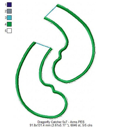 Dragonfly Catcher Ornament - ITH Project - Machine Embroidery Design