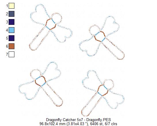 Dragonfly Catcher Ornament - ITH Project - Machine Embroidery Design