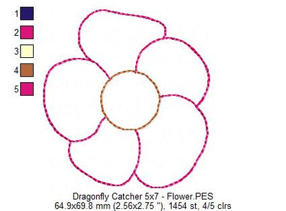 Dragonfly Catcher Ornament - ITH Project - Machine Embroidery Design