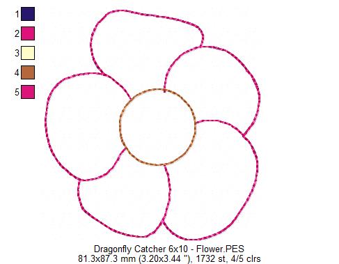 Dragonfly Catcher Ornament - ITH Project - Machine Embroidery Design