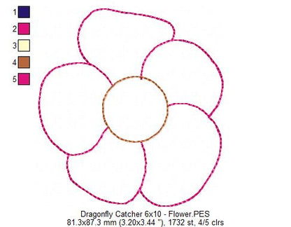 Dragonfly Catcher Ornament - ITH Project - Machine Embroidery Design