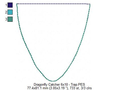 Dragonfly Catcher Ornament - ITH Project - Machine Embroidery Design