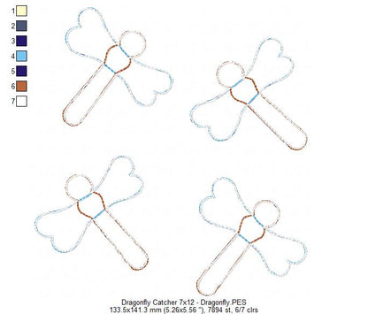 Dragonfly Catcher Ornament - ITH Project - Machine Embroidery Design