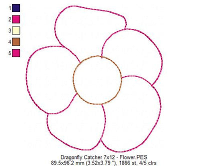 Dragonfly Catcher Ornament - ITH Project - Machine Embroidery Design