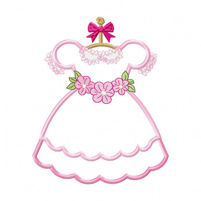 Dress with Flowers on Hanger - Applique - Machine Embroidery Design