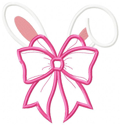 Bunny Girl Ears Coquette Bow - Applique - Machine Embroidery Design