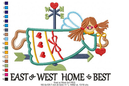 East or West Home is Best - Applique - Machine Embroidery Design