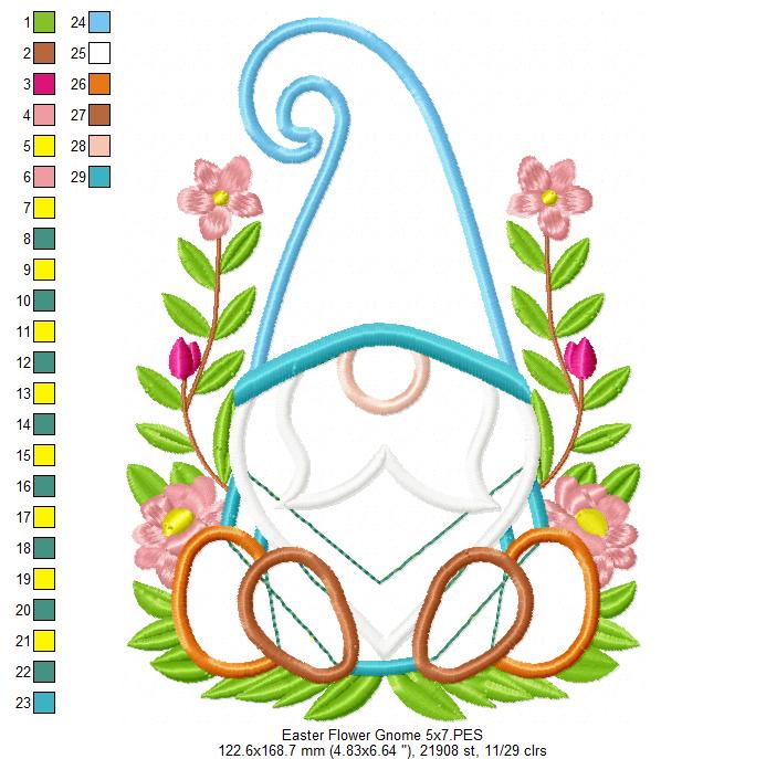 Flower Easter Gnome - Applique