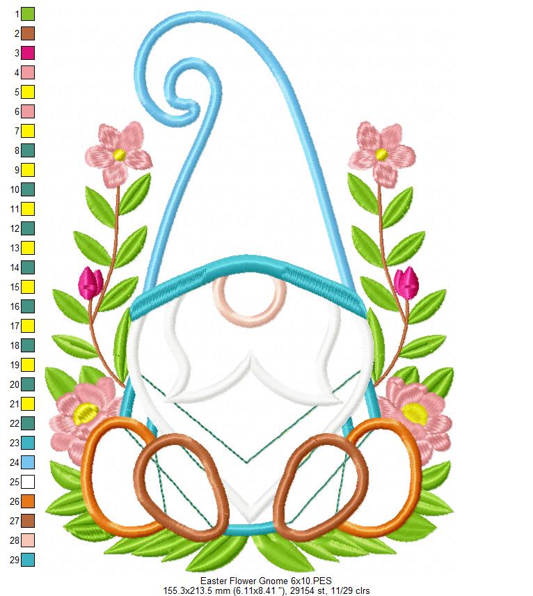 Flower Easter Gnome - Applique
