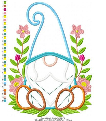 Flower Easter Gnome - Applique