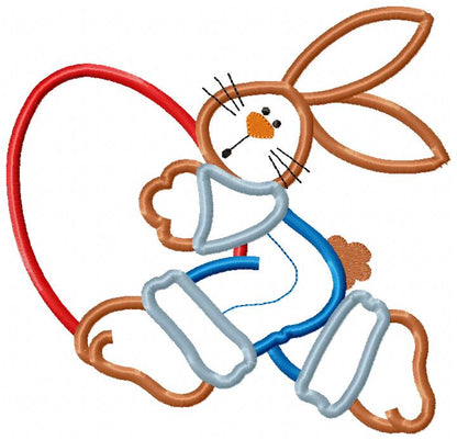 🌸 Cute Bunny Hugging Easter Egg 🐇 – Appliqué – Machine Embroidery Design